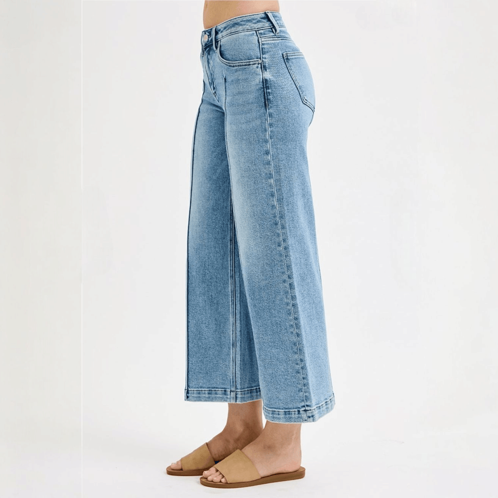 RISEN Mid Rise Crop Pintuck Jeans - 260 Broadway Boutique