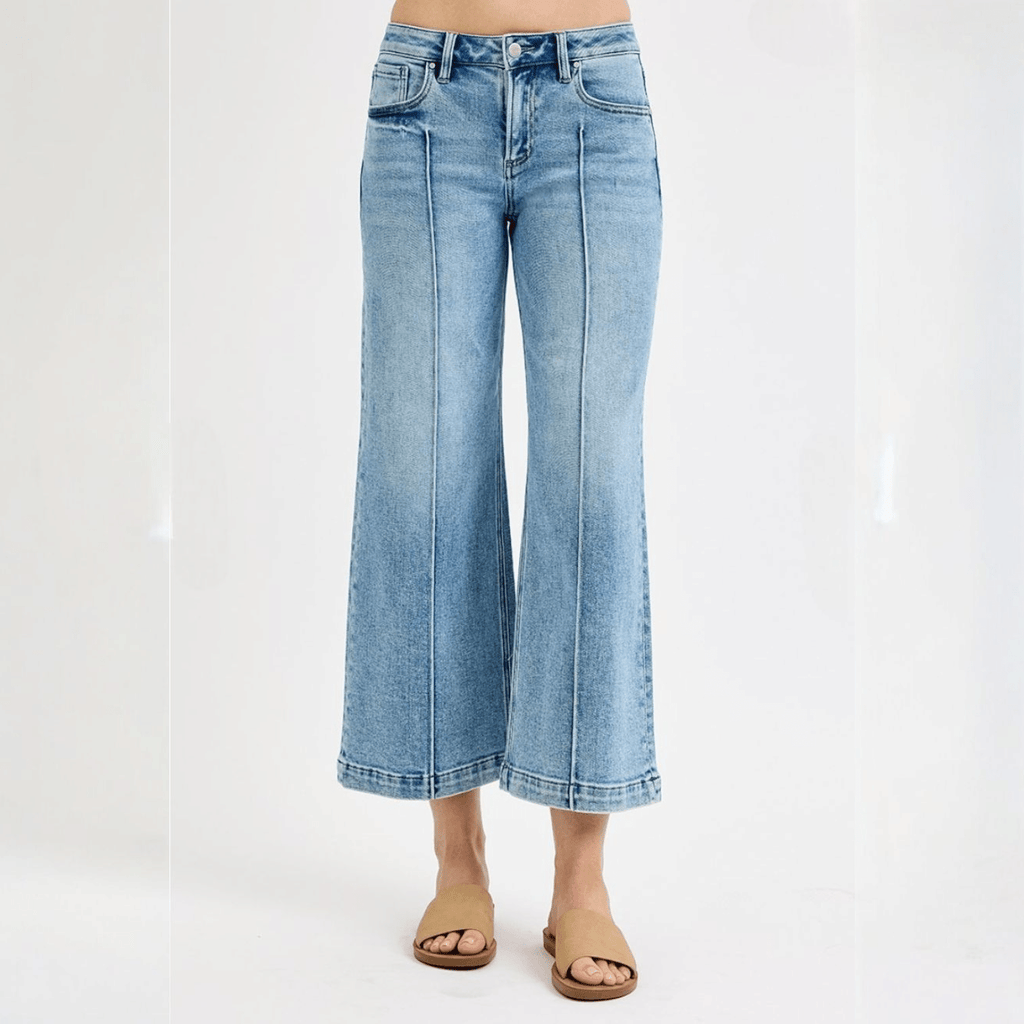 RISEN Mid Rise Crop Pintuck Jeans - 260 Broadway Boutique
