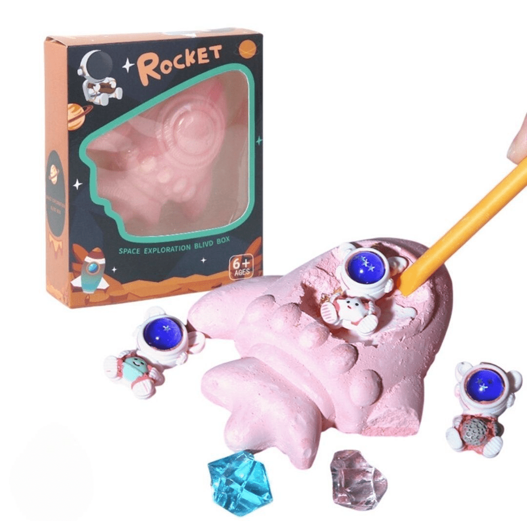 Rocket Shaped Gemstone Dig Kit Kids Archaeology Excavation Toys