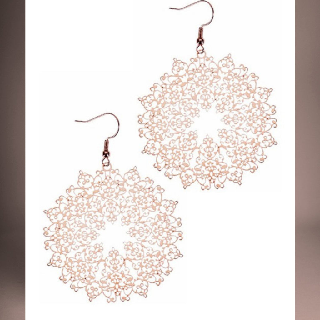 Rose Gold Filigree Drop Earring - 260 Broadway Boutique