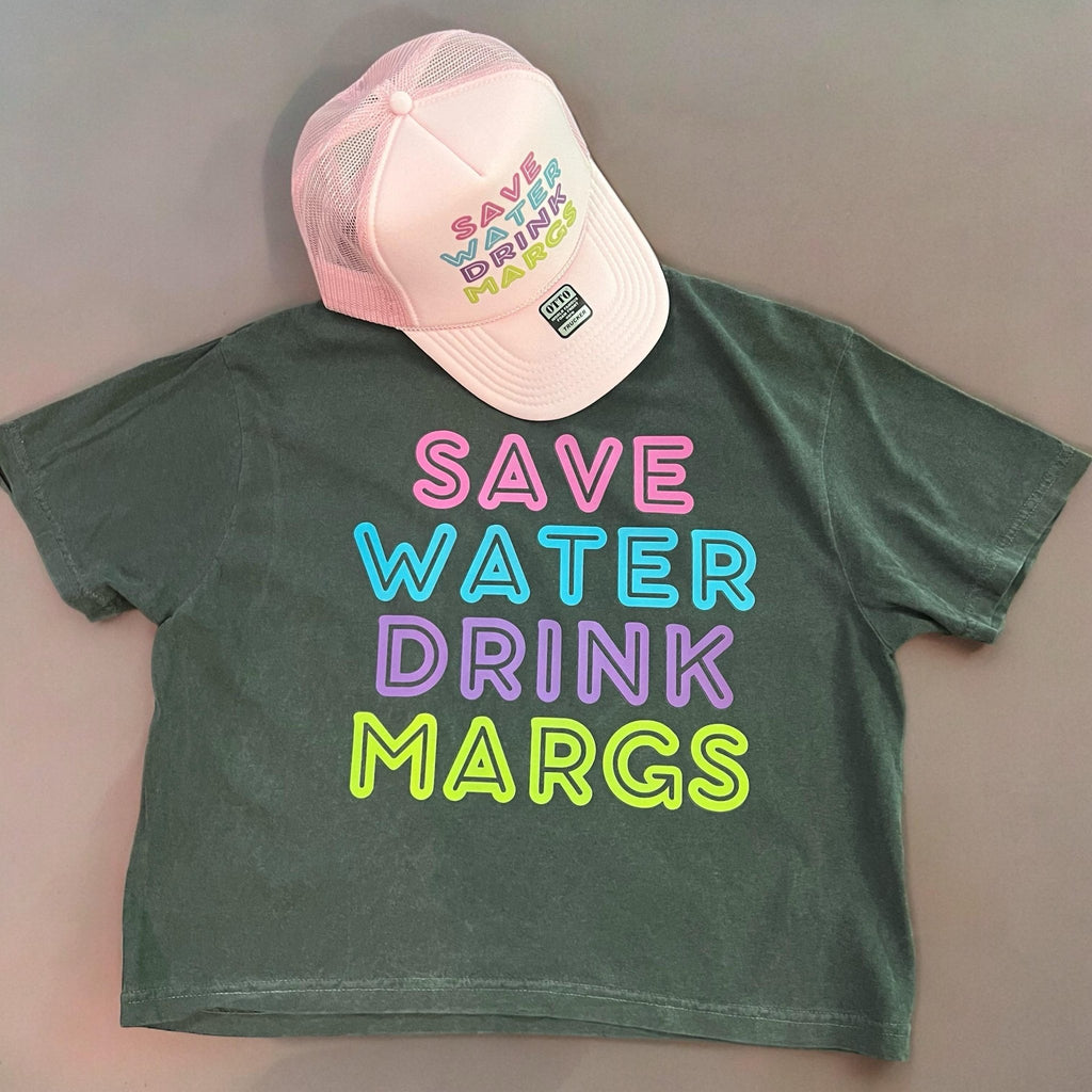 Save Water Drink Margs Crop - Comfort Color Pepper - 260 Broadway Boutique