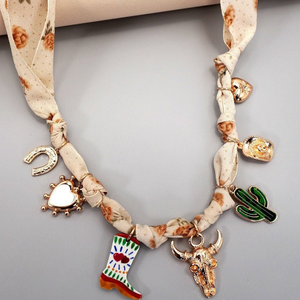 Scarf Charm Necklace - boot Cactus Hat Heart - 260 Broadway Boutique