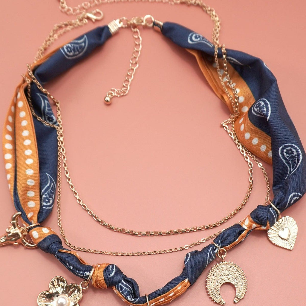 Scarf Charm Necklace - boot Flower Heart Bull - 260 Broadway Boutique