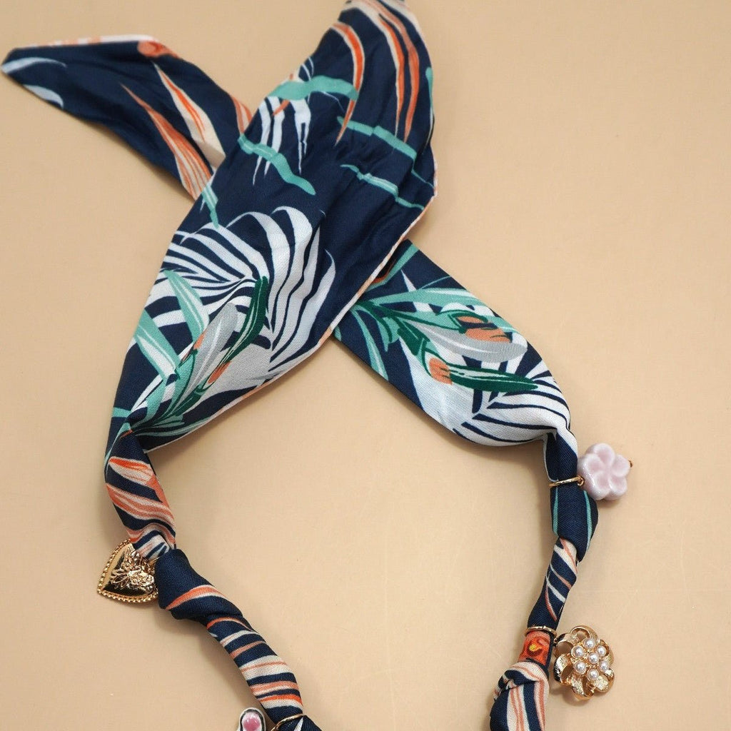 Scarf Charm Necklace - heart Flower Ceramic Floral - 260 Broadway Boutique