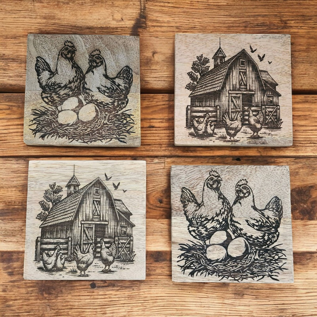 Set of 4 Farmhouse Coasters - 260 Broadway Boutique