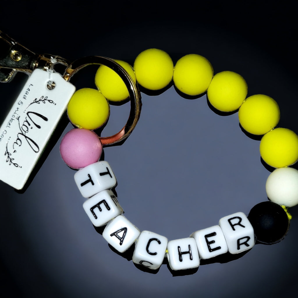 Silicon Bead TEACHER Bracelet Keychain - 260 Broadway Boutique