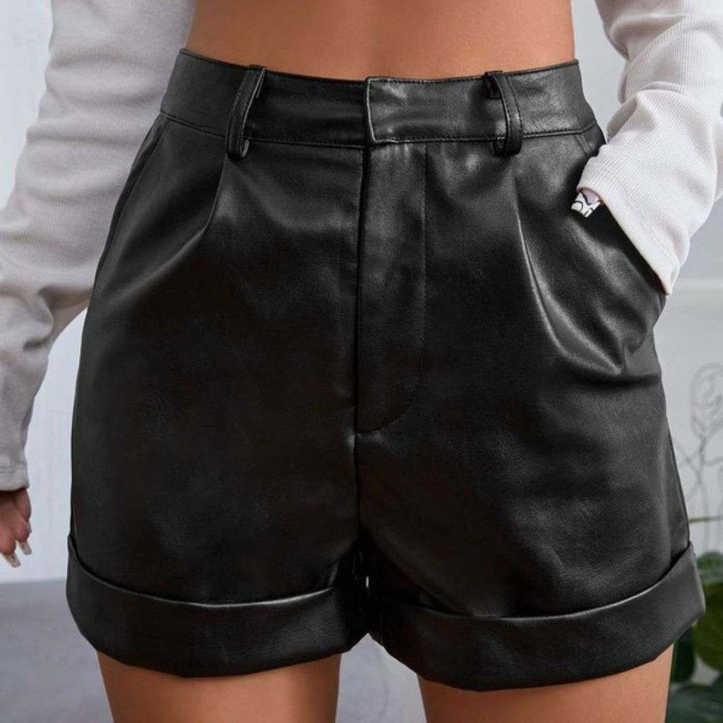 Slant Pocket PU Leather Shorts - 260 Broadway Boutique