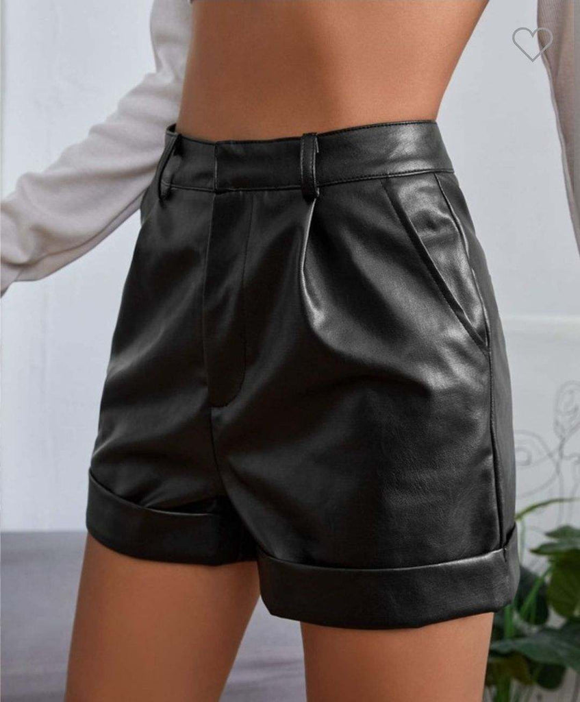 Slant Pocket PU Leather Shorts - 260 Broadway Boutique