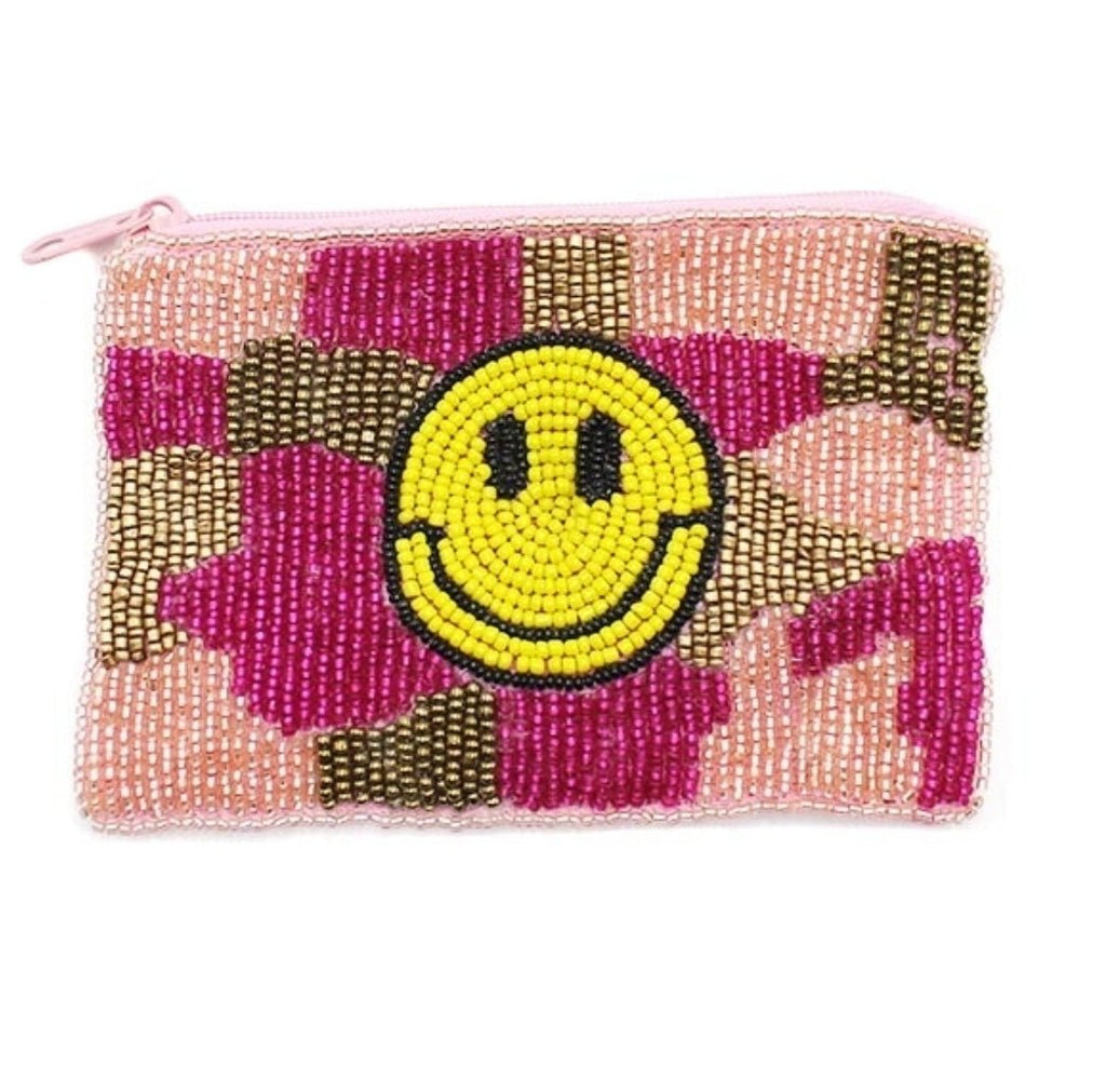 Smiley Face Camo Beaded Coin Purses - 260 Broadway Boutique