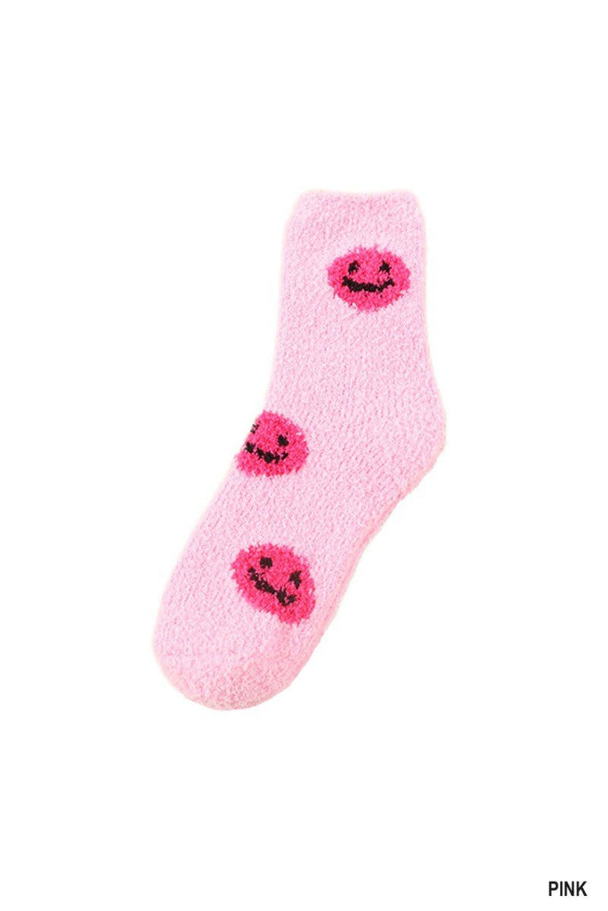 Smiley Face Plush Socks (2 Colors) - 260 Broadway Boutique