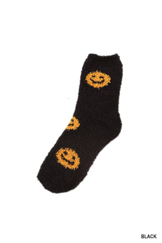 Smiley Face Plush Socks (2 Colors) - 260 Broadway Boutique