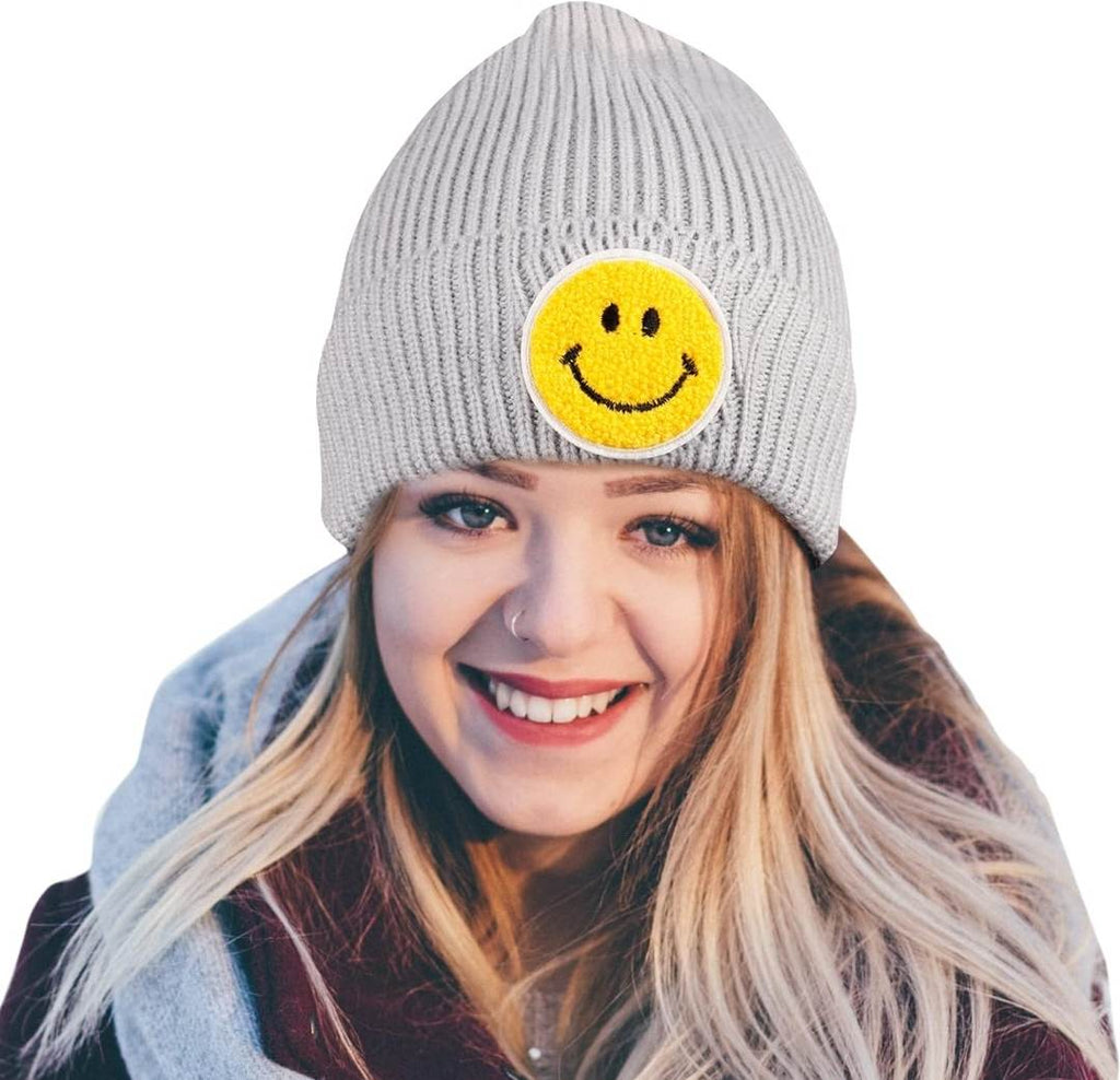 Smiley Face Three - dimensional Embroidered Knitted Hat - 260 Broadway Boutique