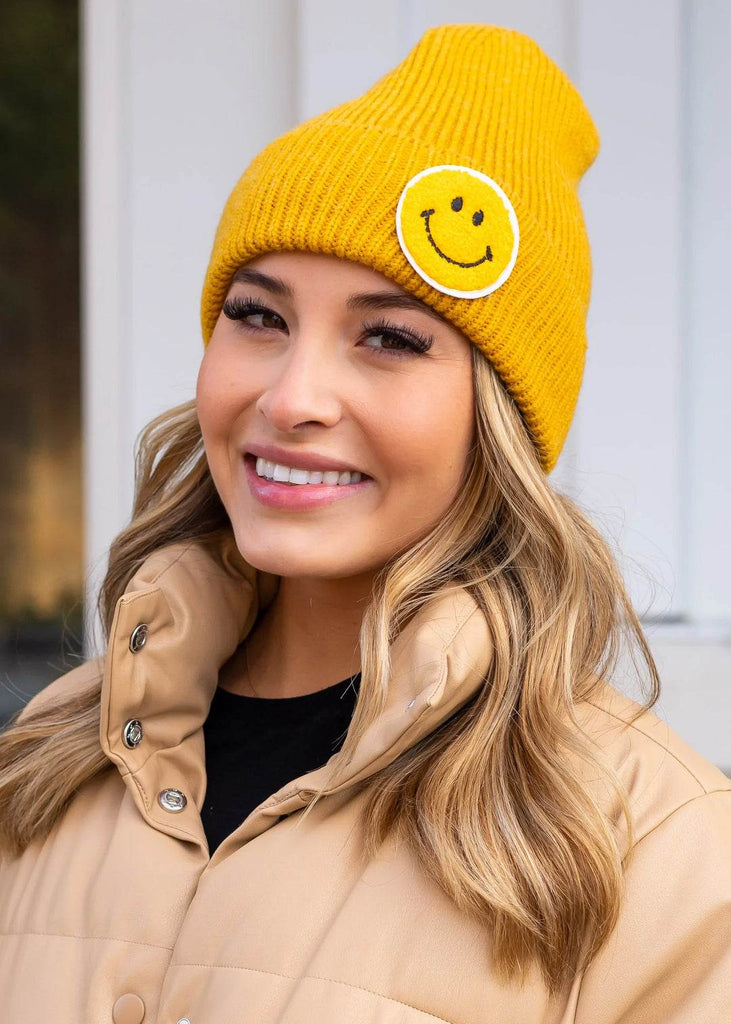 Smiley Face Three - dimensional Embroidered Knitted Hat - 260 Broadway Boutique