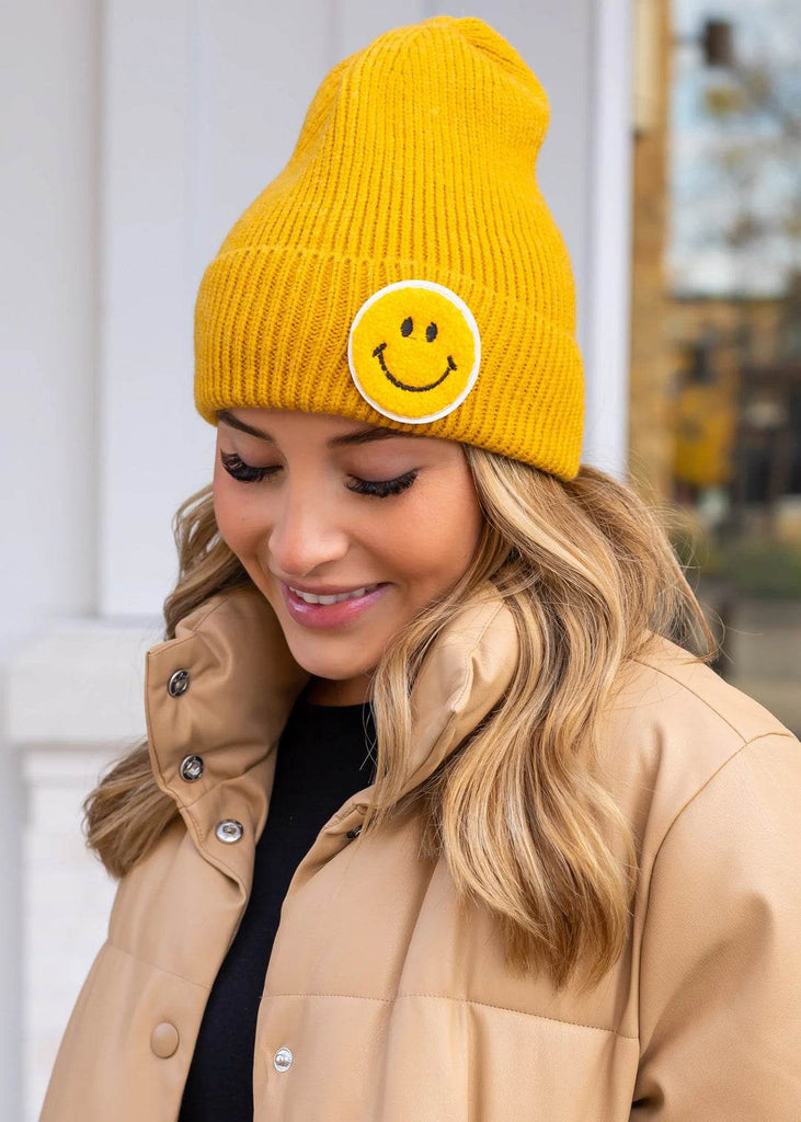 Smiley Face Three - dimensional Embroidered Knitted Hat - 260 Broadway Boutique