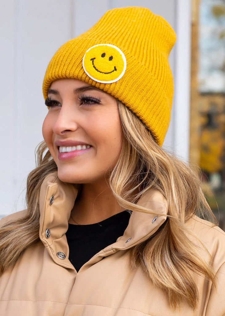 Smiley Face Three - dimensional Embroidered Knitted Hat - 260 Broadway Boutique