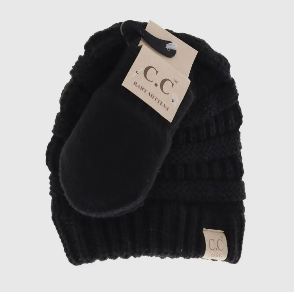 Solid C.C. BABY Beanie w/ mitten Multiple Colors - 260 Broadway Boutique