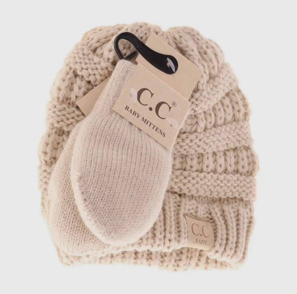 Solid C.C. BABY Beanie w/ mitten Multiple Colors - 260 Broadway Boutique