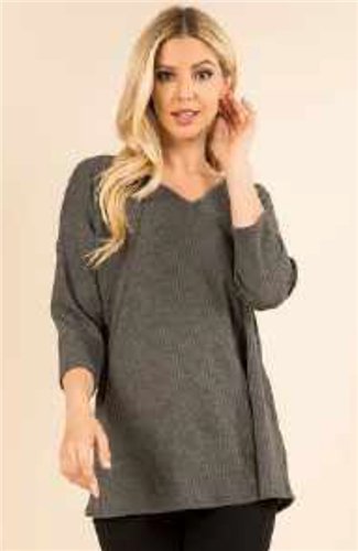 Solid Knit Tunic Top (Final Clearance No Returns) - 260 Broadway Boutique