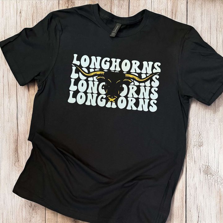 Stacked Longhorns with Gold Longhorns Tee - 260 Broadway Boutique