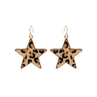 Star Leopard Leather Hide Earrings - 260 Broadway Boutique