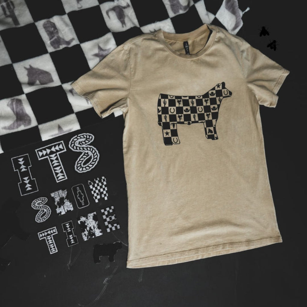 Steer Stock Check Tee - 260 Broadway Boutique