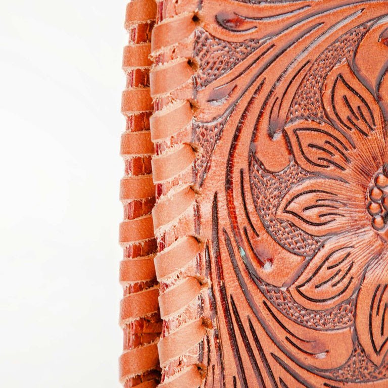 Sunflower Medallion Hand Tooled Leather Wallet - 260 Broadway Boutique