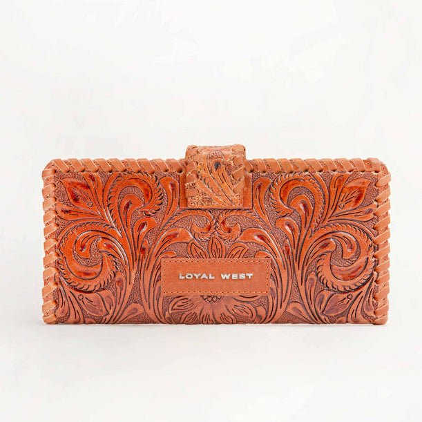 Sunflower Medallion Hand Tooled Leather Wallet - 260 Broadway Boutique