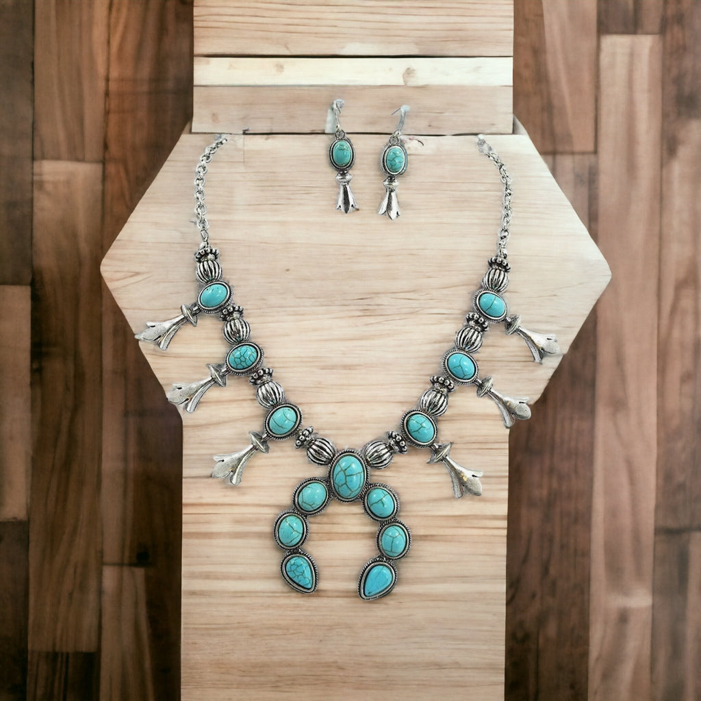 SW Faux Squash Blossom Necklace & Earring SET - 260 Broadway Boutique