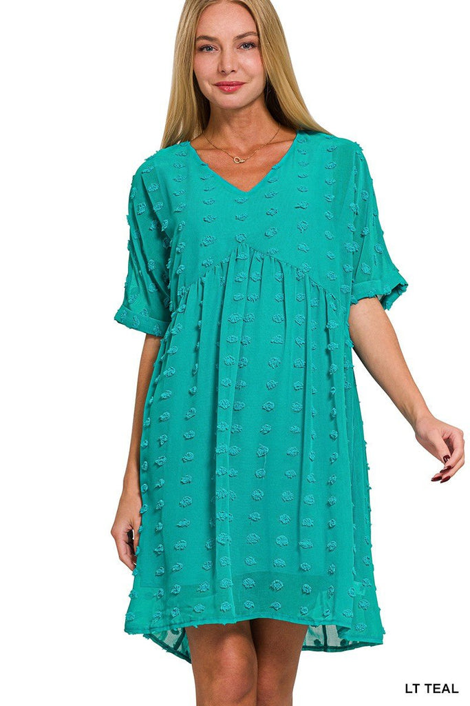 Swiss Dot Babydoll V - Neck Dress (multiple colors) - 260 Broadway Boutique