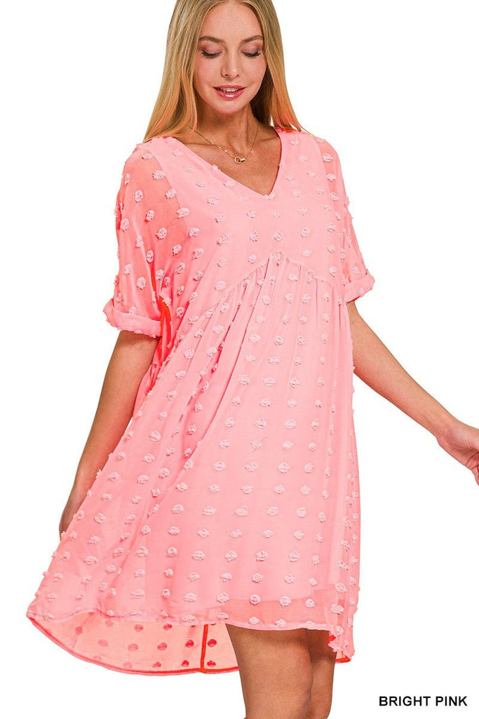 Swiss Dot Babydoll V - Neck Dress (multiple colors) - 260 Broadway Boutique