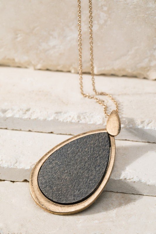 Teardrop Wood Necklace - 260 Broadway Boutique