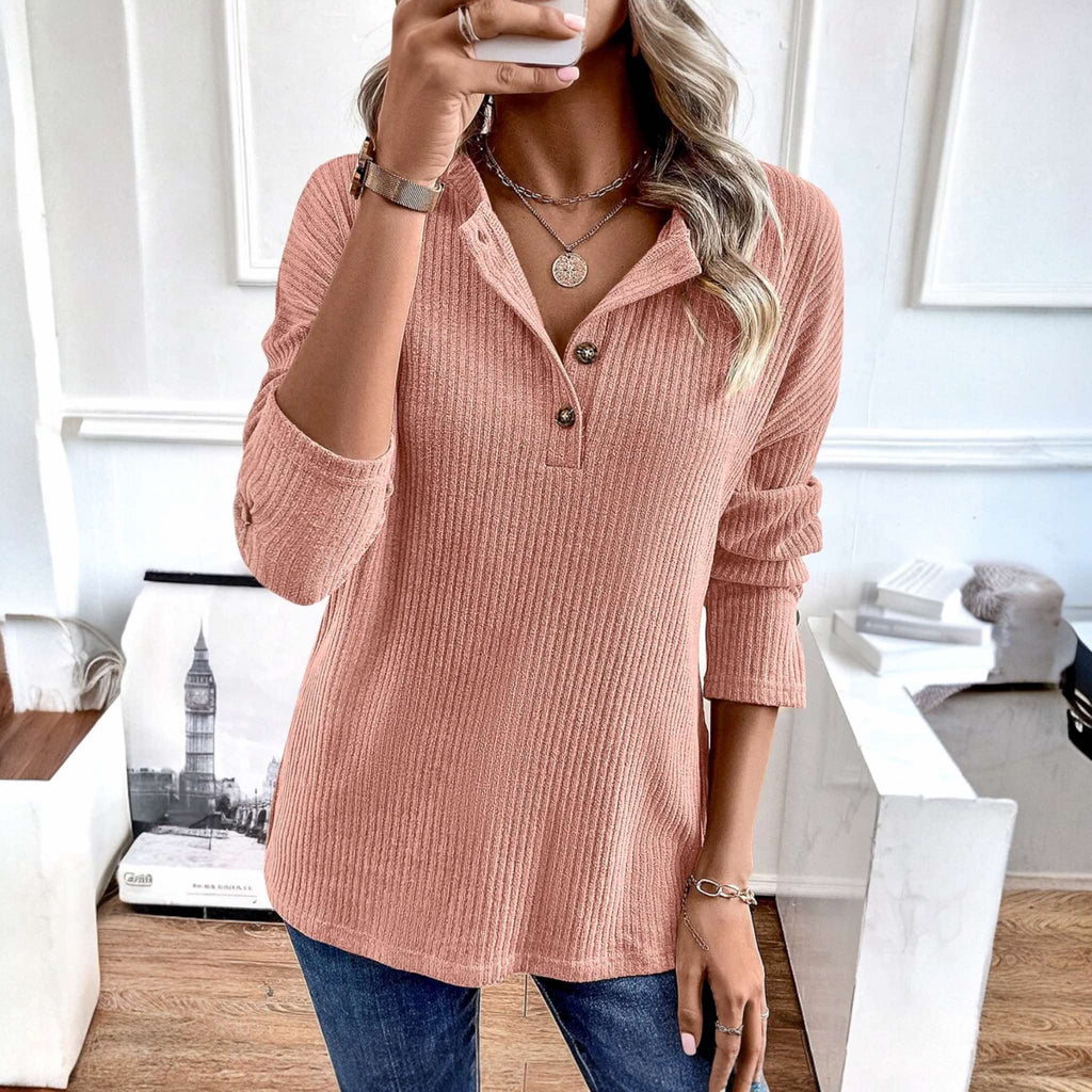 Textured Henley Top - 260 Broadway Boutique