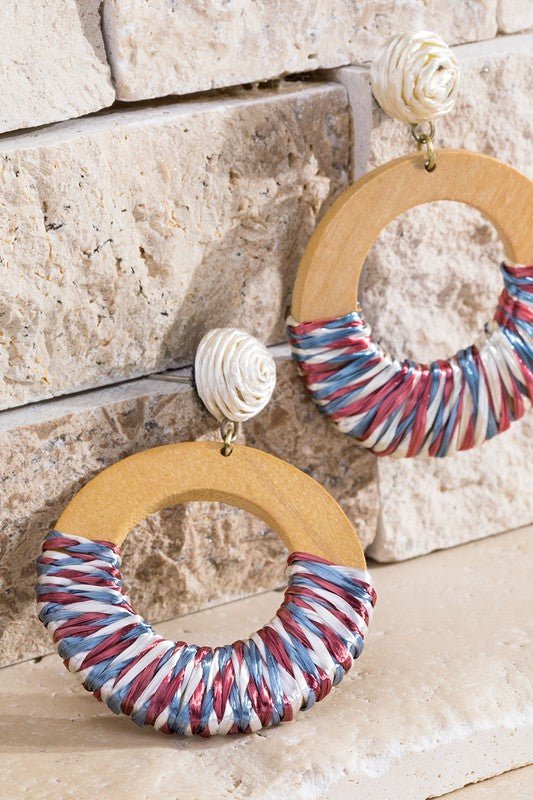 Thread Wrap Circle Earrings (CRM/MLT) - 260 Broadway Boutique