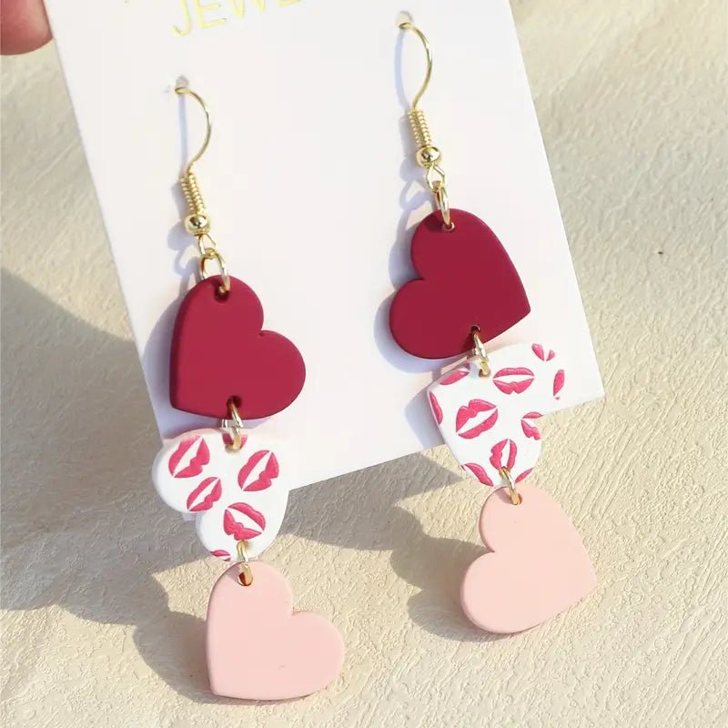 Three Heart Dangle Earrings - 260 Broadway Boutique