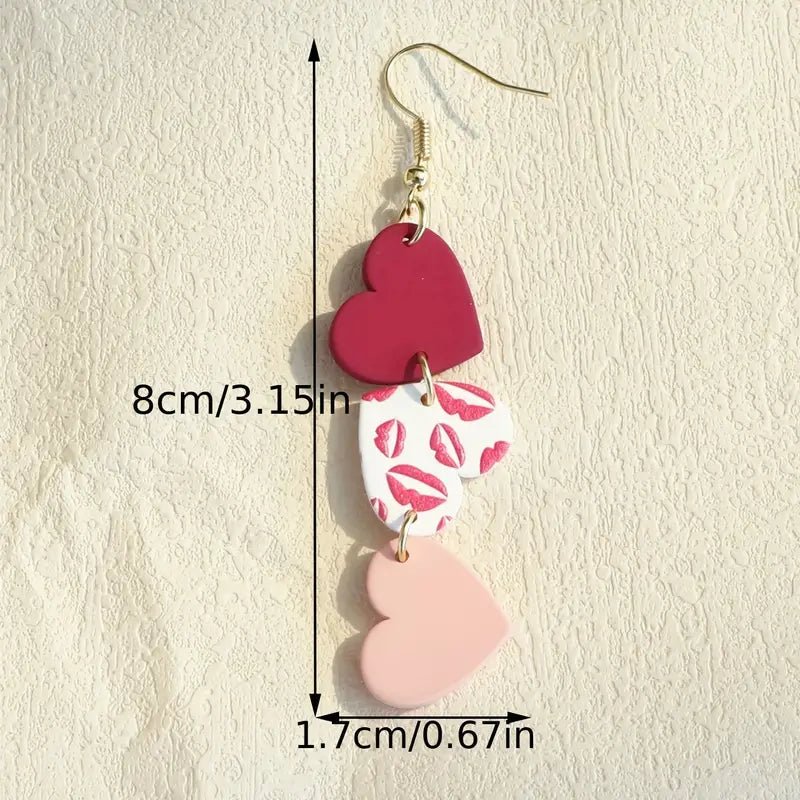 Three Heart Dangle Earrings - 260 Broadway Boutique