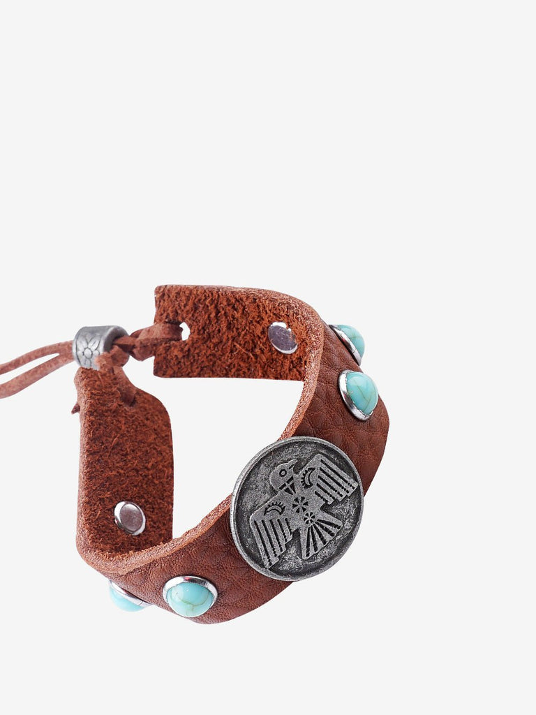 Thunderbird Nickel Turquoise Stone Leather Bracelet - 260 Broadway Boutique