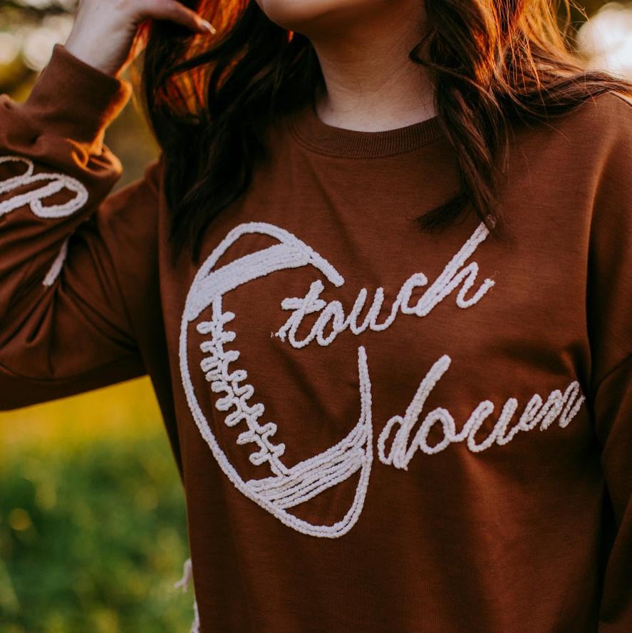 Touch Down 3D Embroidery Sweatshirt - 260 Broadway Boutique