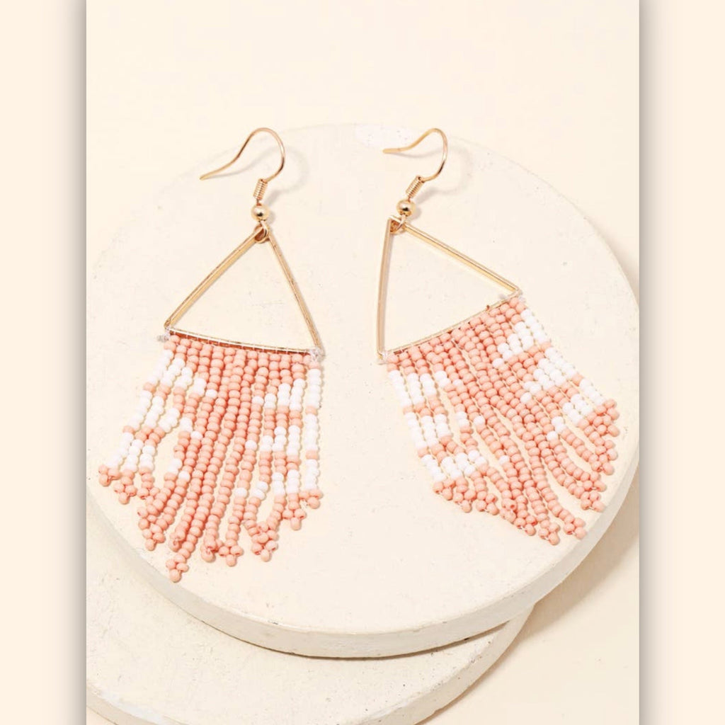 Triangle Beaded Fringe Earrings - 260 Broadway Boutique