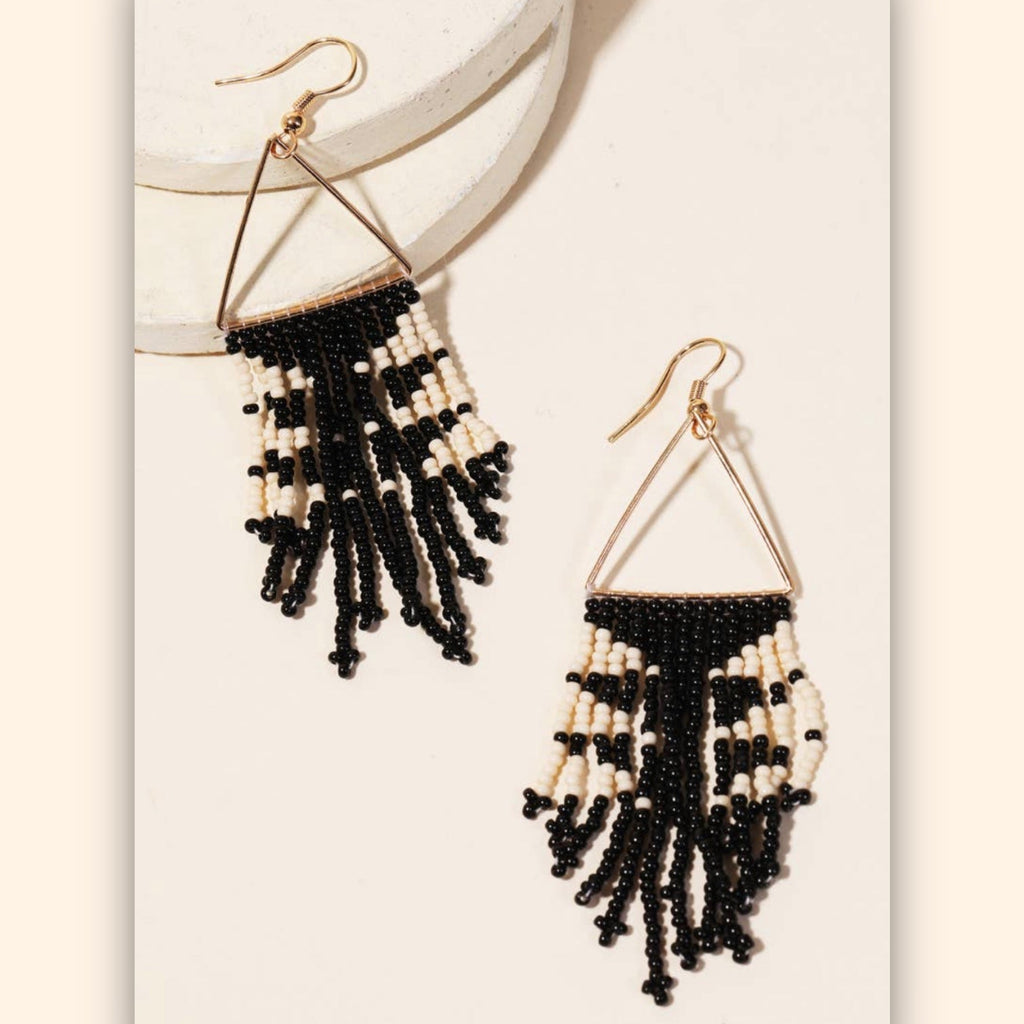 Triangle Beaded Fringe Earrings - 260 Broadway Boutique