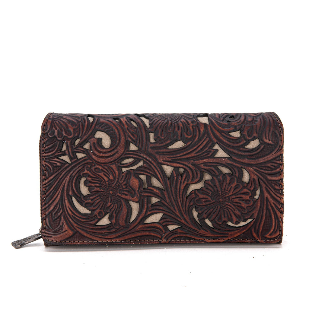 Trinity Ranch Floral Tooled Collection Wallet - 260 Broadway Boutique