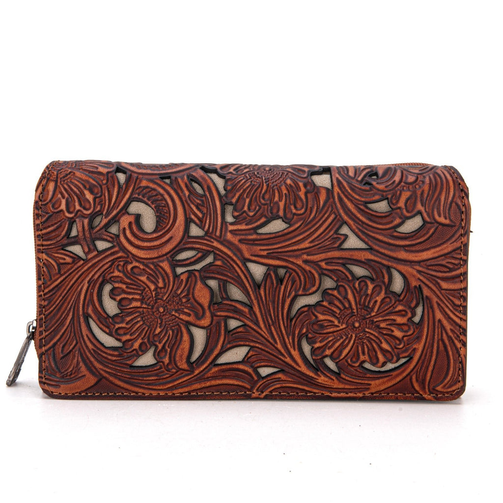 Trinity Ranch Floral Tooled Collection Wallet - 260 Broadway Boutique