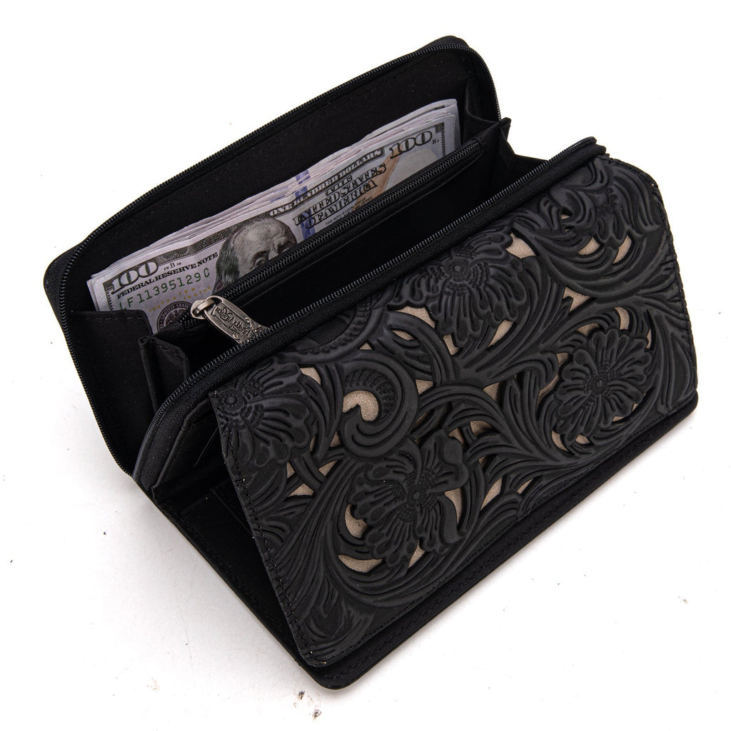 Trinity Ranch Floral Tooled Collection Wallet - 260 Broadway Boutique