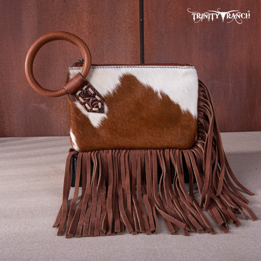 Trinity Ranch Genuine Hair - On Cowhide Ring Handle Wristlet Clutch Bag - 260 Broadway Boutique