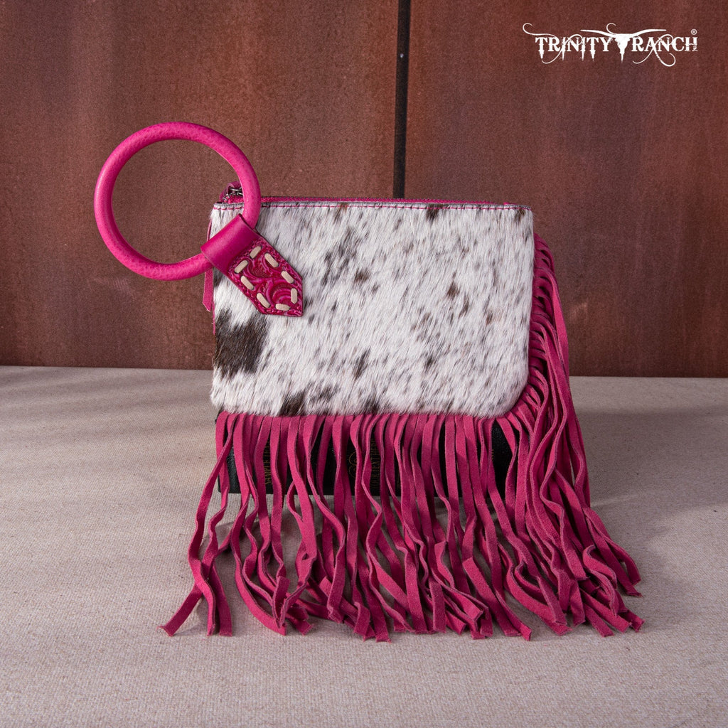 Trinity Ranch Genuine Hair - On Cowhide Ring Handle Wristlet Clutch Bag - 260 Broadway Boutique