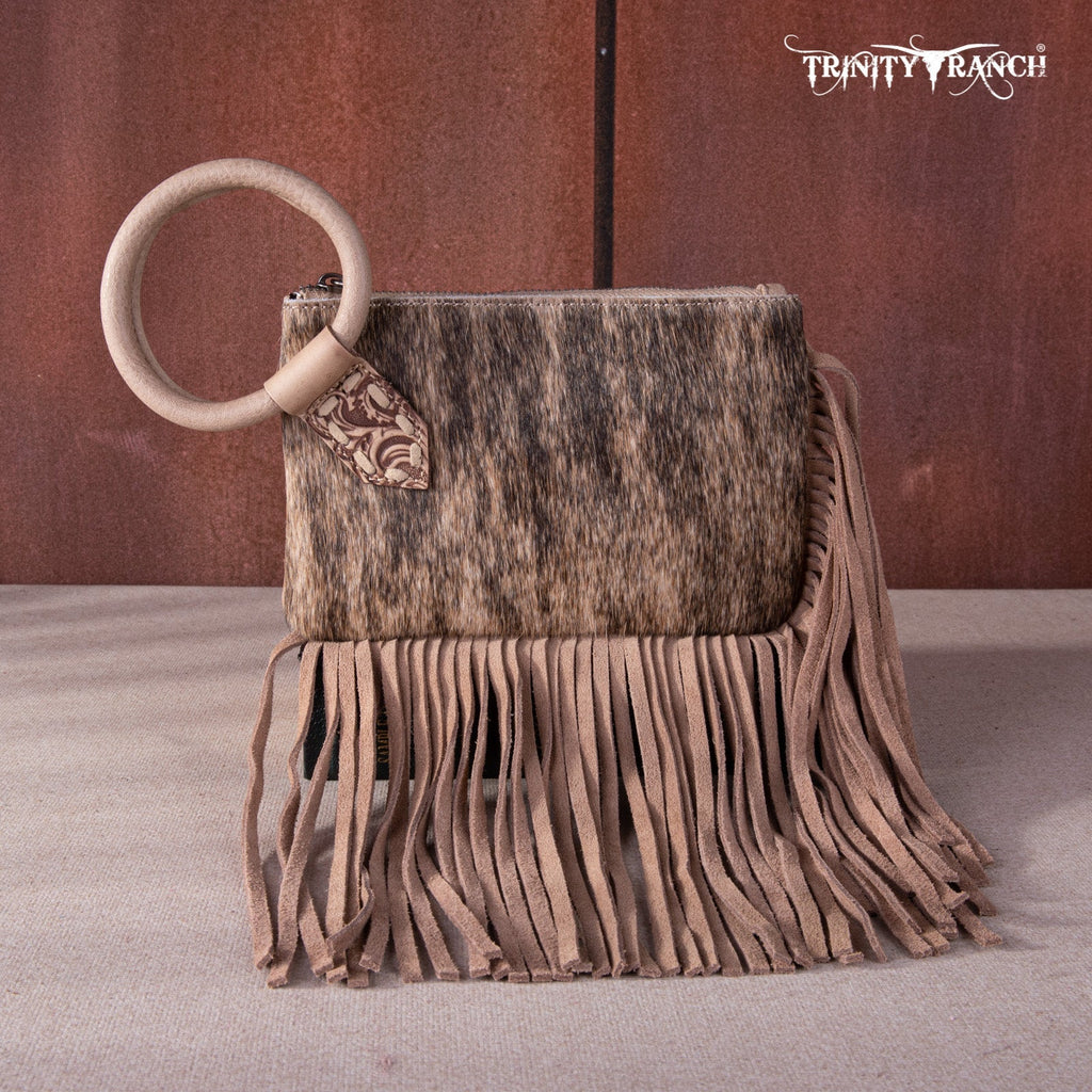 Trinity Ranch Genuine Hair - On Cowhide Ring Handle Wristlet Clutch Bag - 260 Broadway Boutique