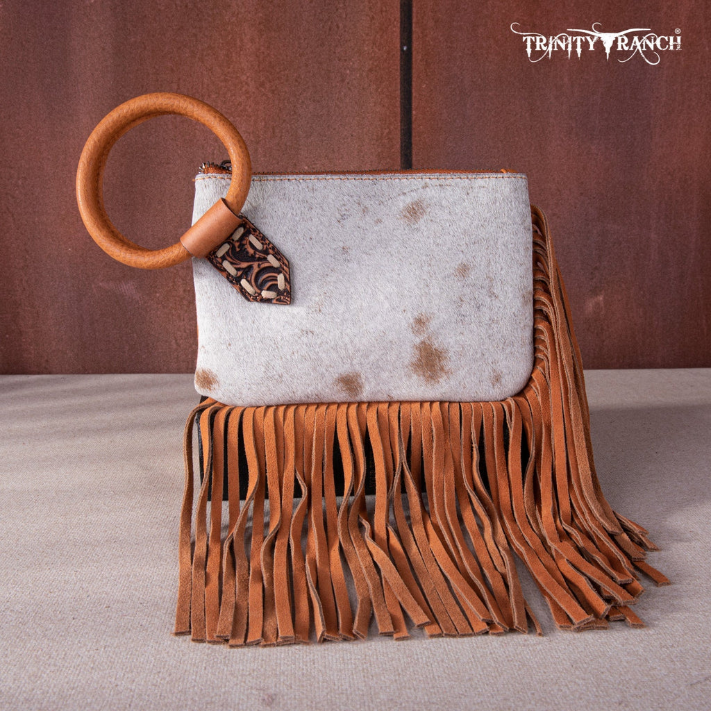 Trinity Ranch Genuine Hair - On Cowhide Ring Handle Wristlet Clutch Bag - 260 Broadway Boutique