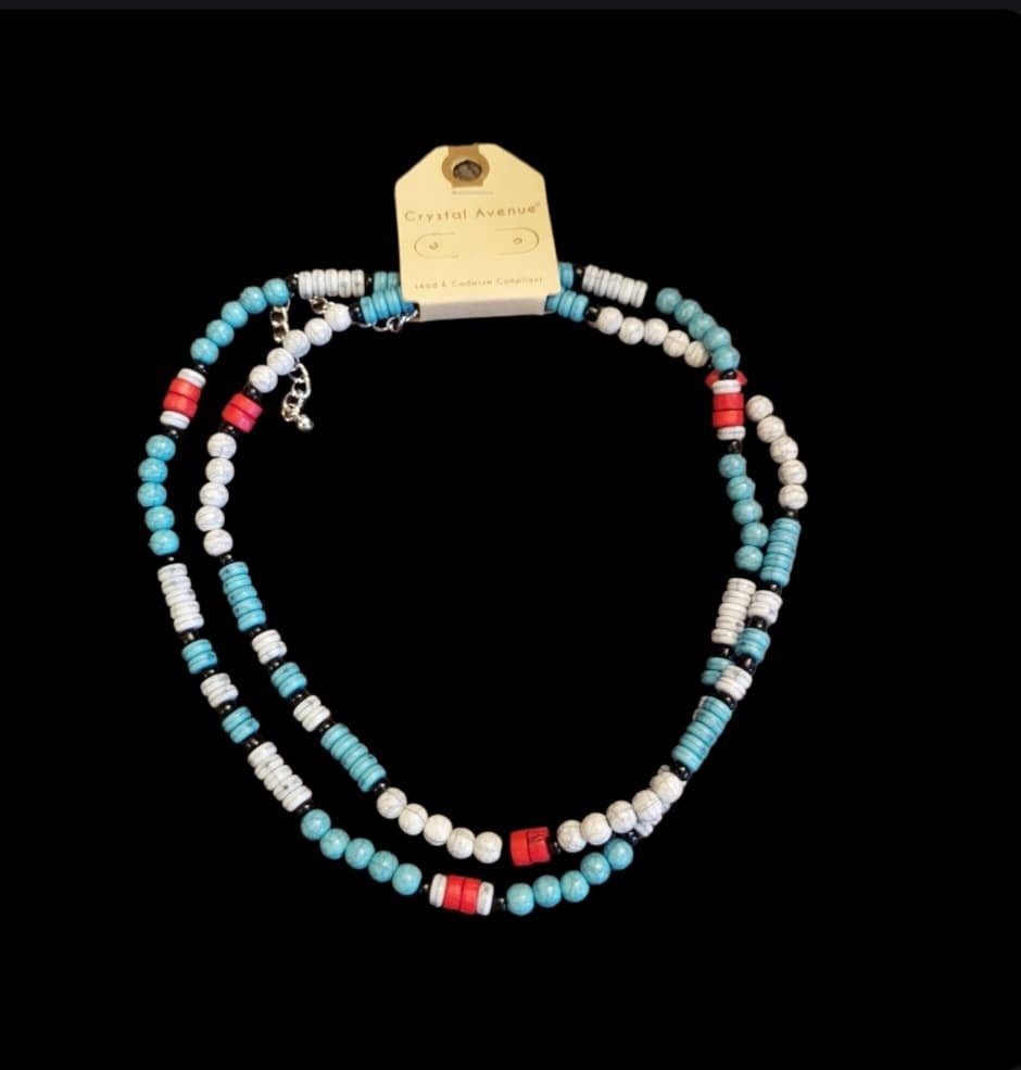 Turquoise Bead Strand Necklace - 260 Broadway Boutique