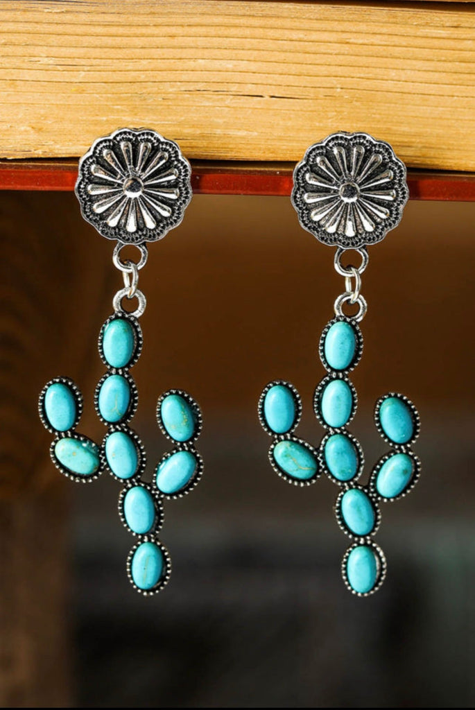 Turquoise Cactus Earrings - 260 Broadway Boutique