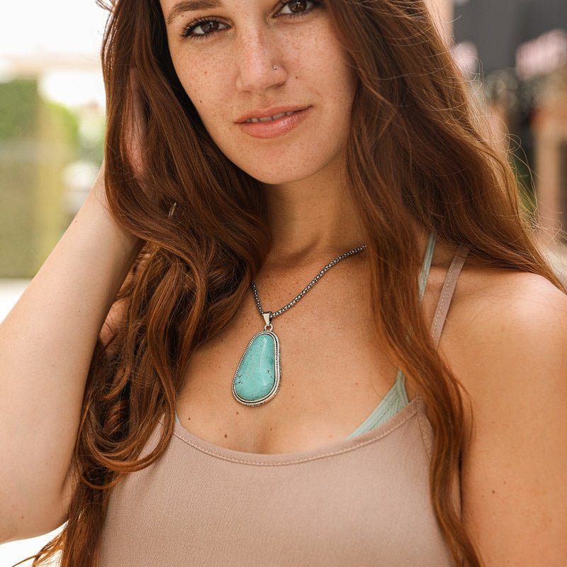 Turquoise Drop Pendant Necklace - 260 Broadway Boutique