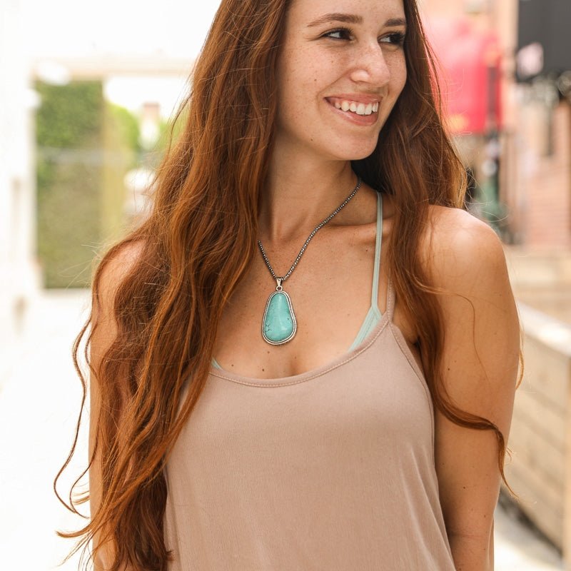 Turquoise Drop Pendant Necklace - 260 Broadway Boutique